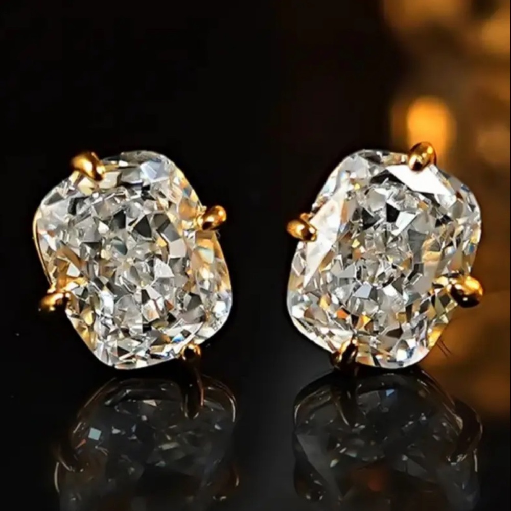 Stunning Radiant Cut Lab-Created Diamond Stud Earrings | Cushion Cut NWT - Picture 5 of 8